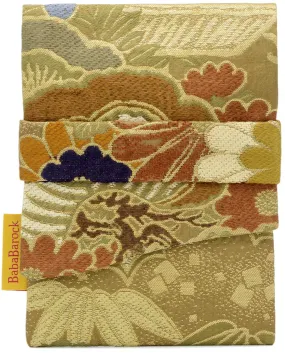 Golden Blossoms - Japanese vintage silk foldover pouch