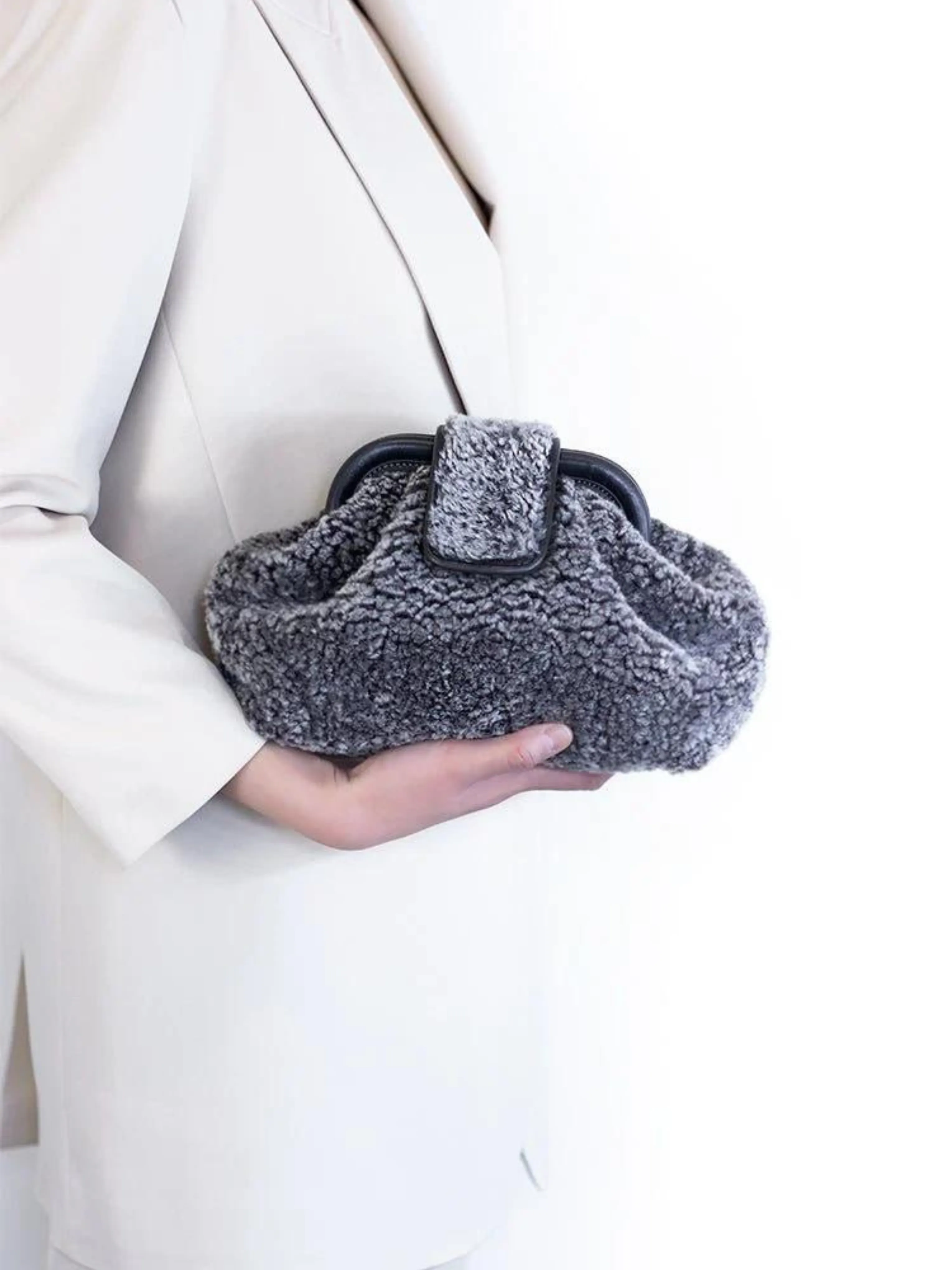 Grey Mini Teddy Clutch