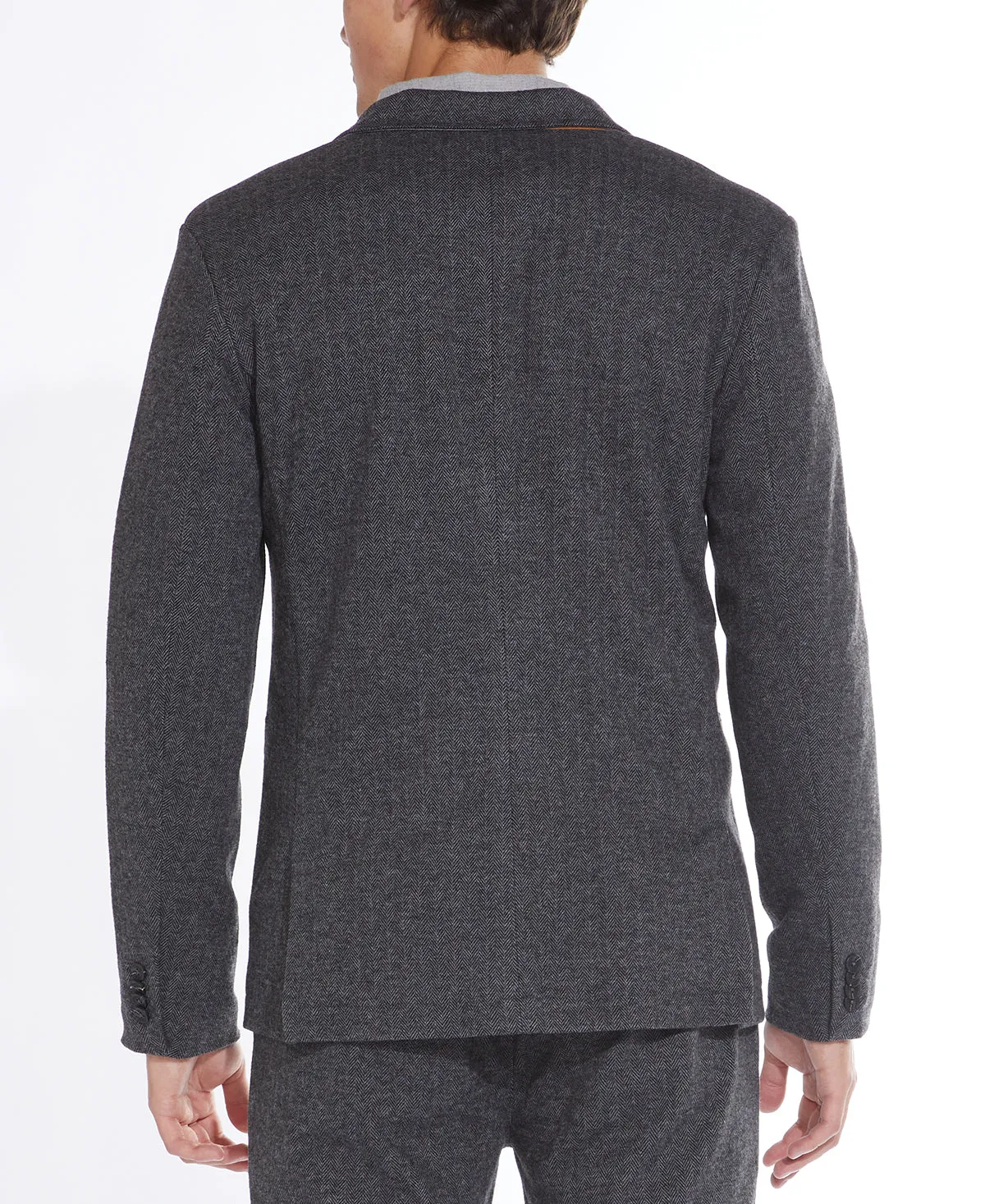 Gustave Herringbone Knit Blazer, Charcoal Gray