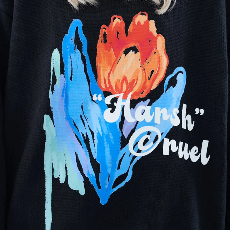 Hand Painted Flower Sweater