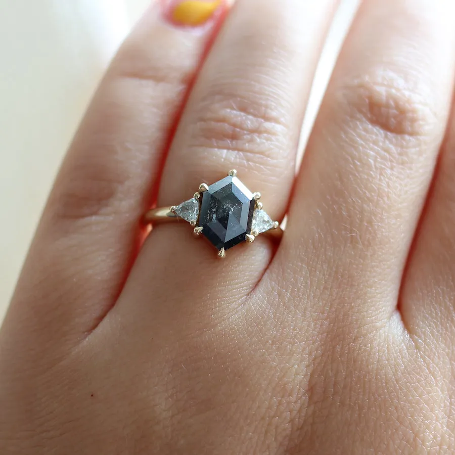 Hexagon Black Diamond Ring