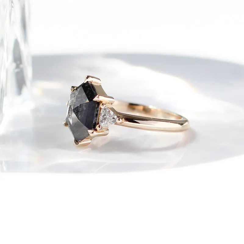 Hexagon Black Diamond Ring