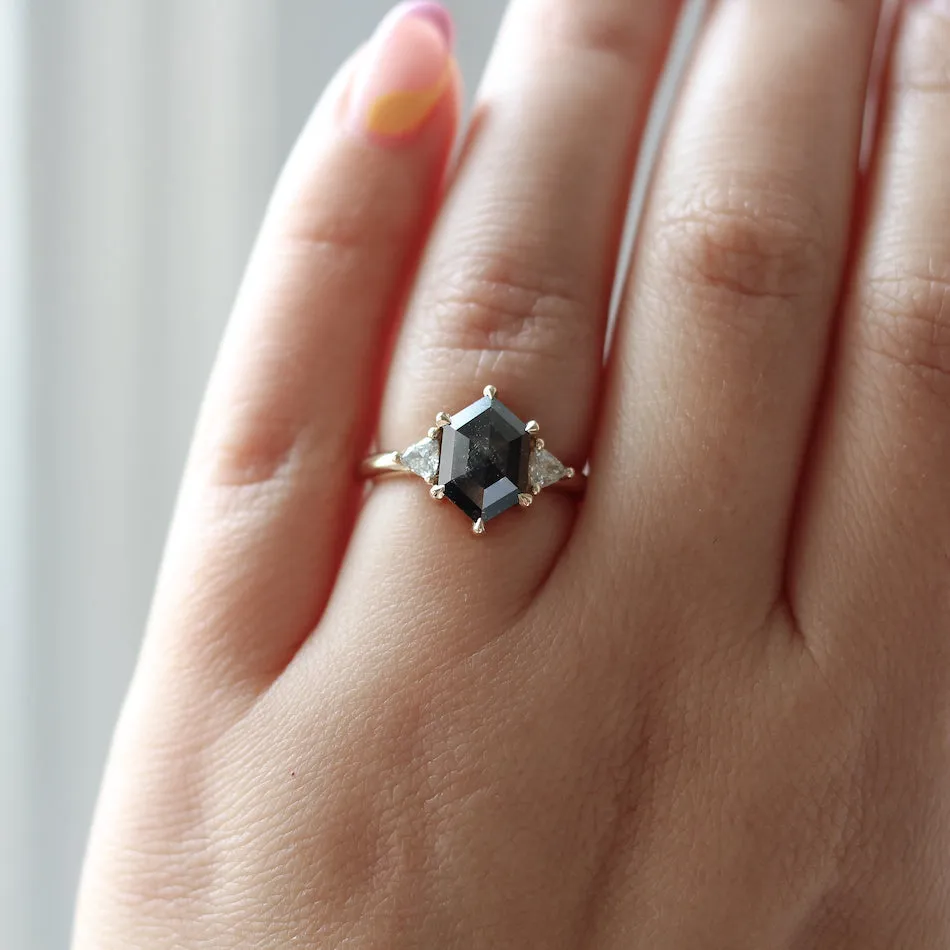 Hexagon Black Diamond Ring