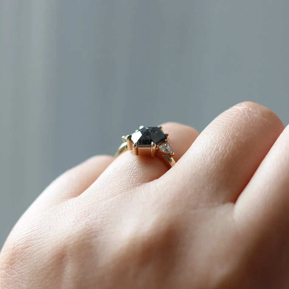 Hexagon Black Diamond Ring