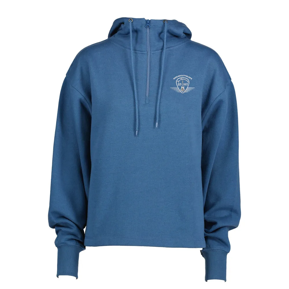 High Quality Blues Boxy 1/4 Zip Hoodie (Women)