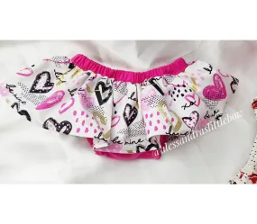 Hot Pink, Gold, and Black Hearts Skirted Panties