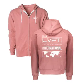 International Zip-Up Hoodie- Dusty Rose