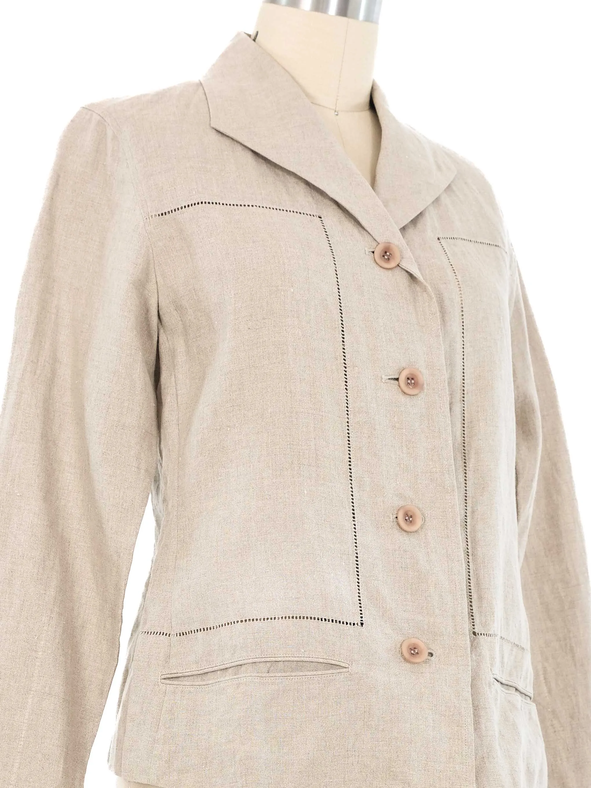 Issey Miyake Beige Linen Blazer