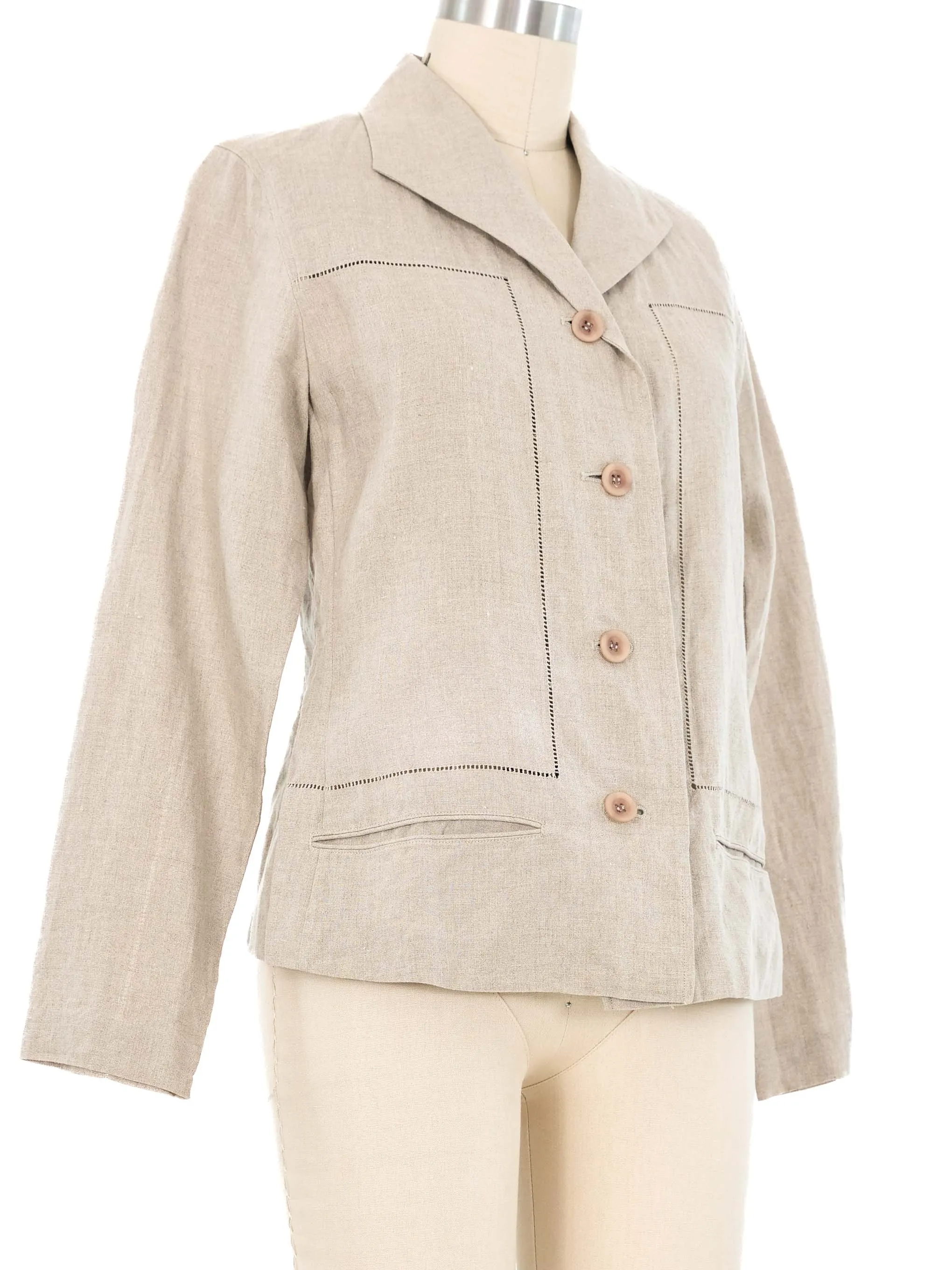 Issey Miyake Beige Linen Blazer