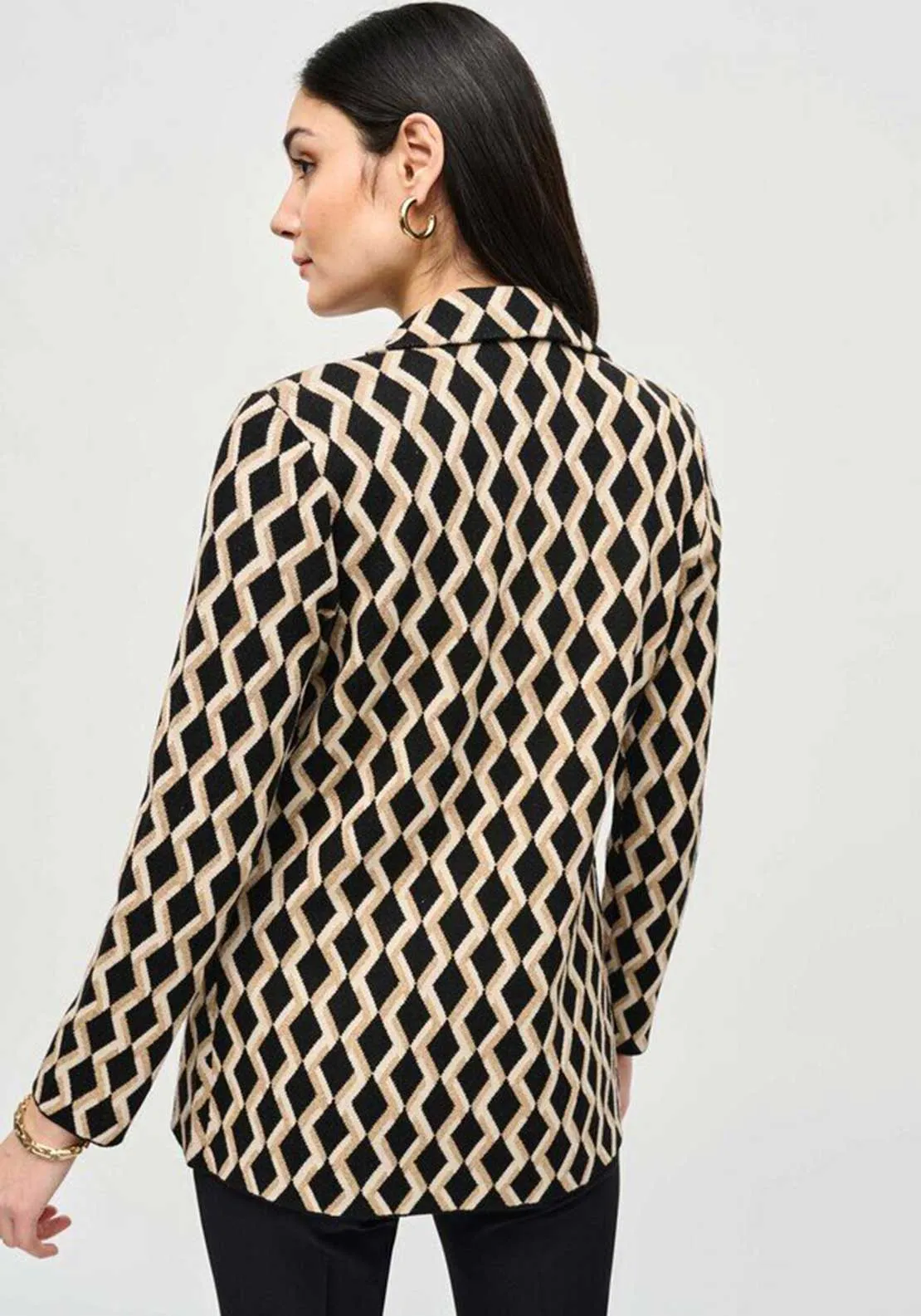 Joseph Ribkoff Printed Knit Jersey Blazer, Black & Gold