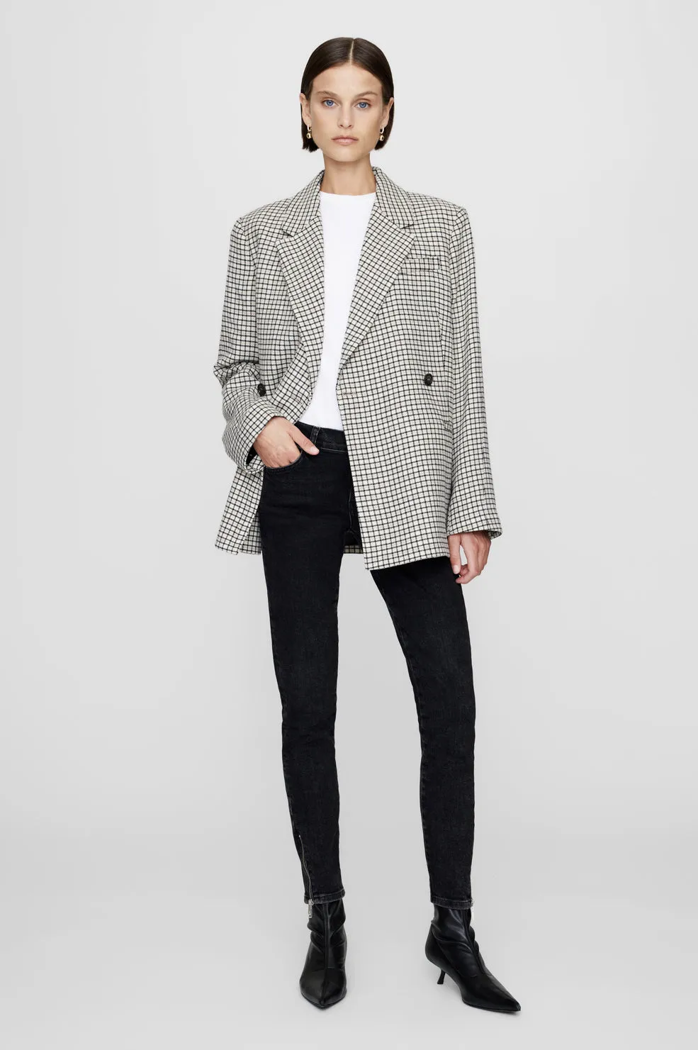 Kaia Blazer - Cream And Tan Check