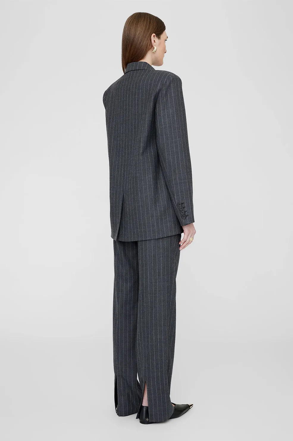 Kaia Blazer - Grey Pinstripe