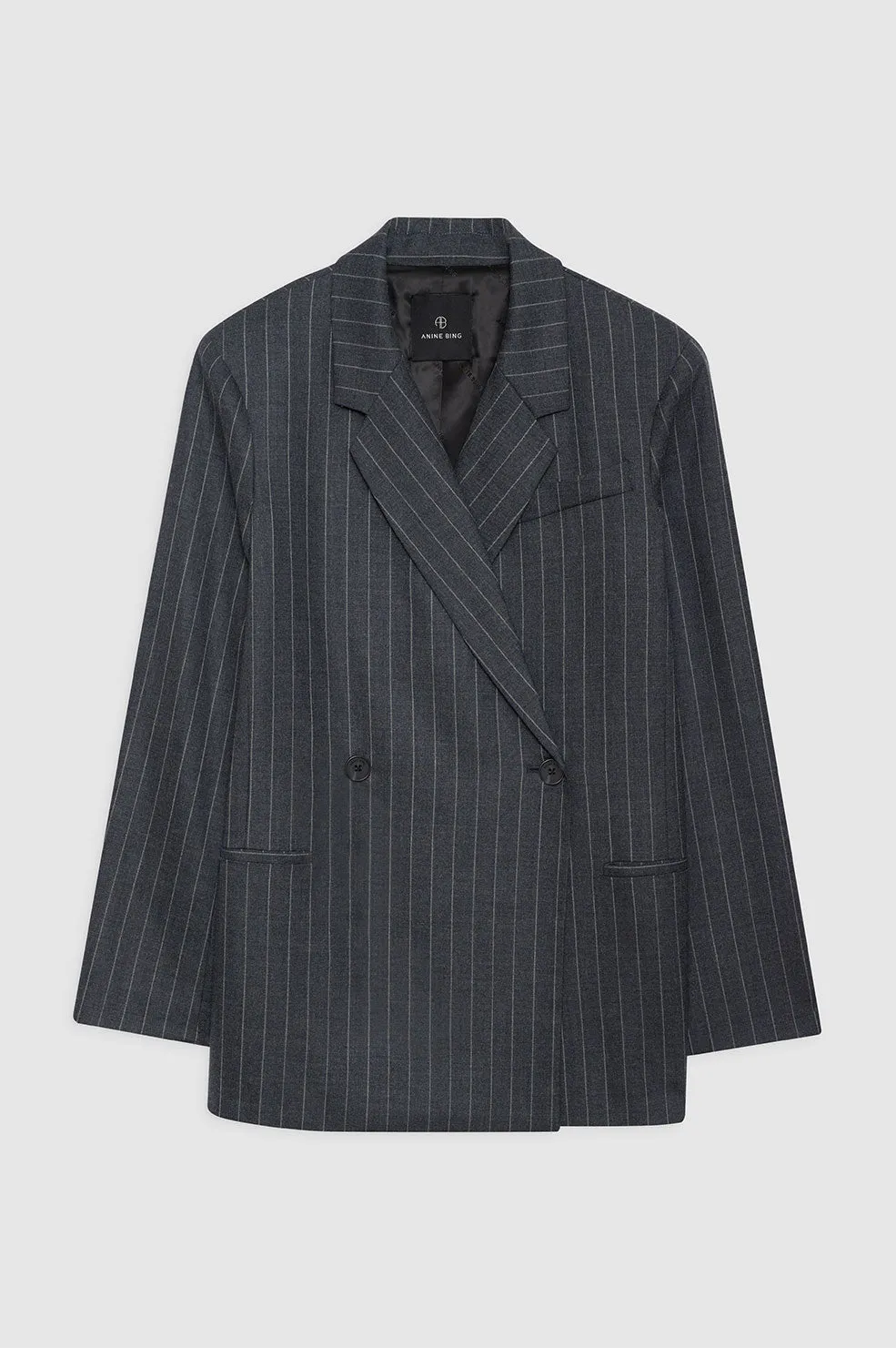 Kaia Blazer - Grey Pinstripe