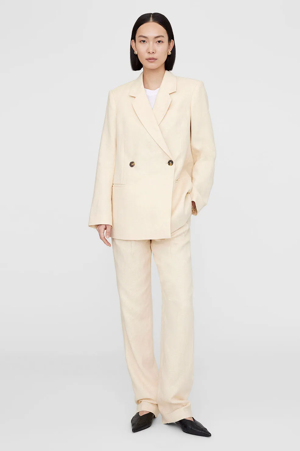 Kaia Blazer - Light Yellow Linen