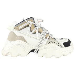 Kenzo Paris Inka Low Top Sneakers - Off White, Pale Grey & Black Leather and Mesh - Size 37 FR / 36 IT / 5.5 US