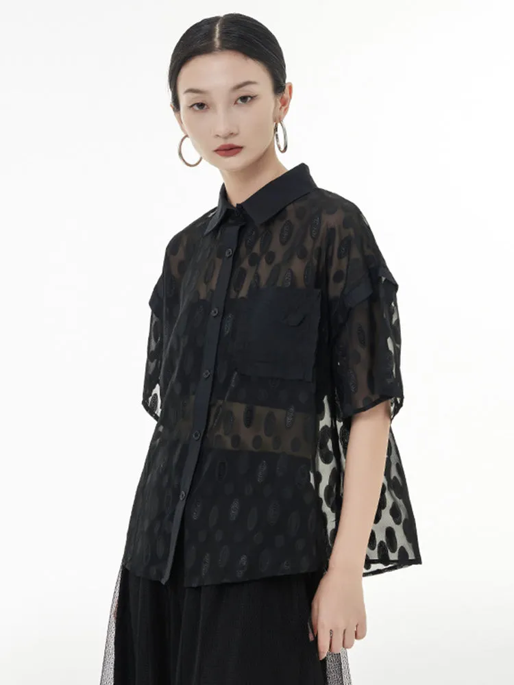 Kozan Sheer Ovals Blouse, Black