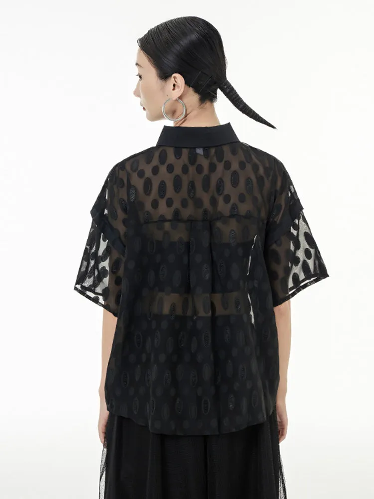 Kozan Sheer Ovals Blouse, Black