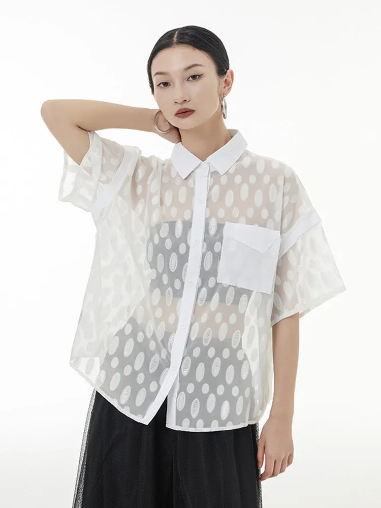 Kozan White Sheer Ovals Blouse