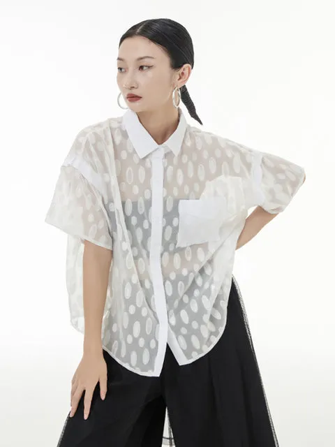 Kozan White Sheer Ovals Blouse