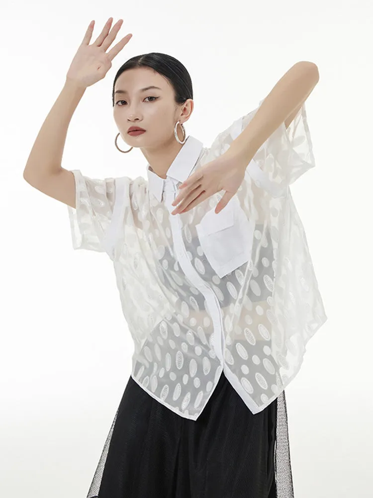 Kozan White Sheer Ovals Blouse