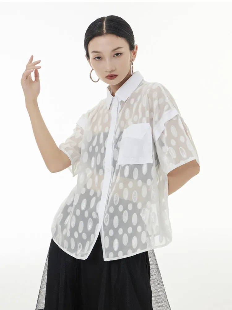 Kozan White Sheer Ovals Blouse