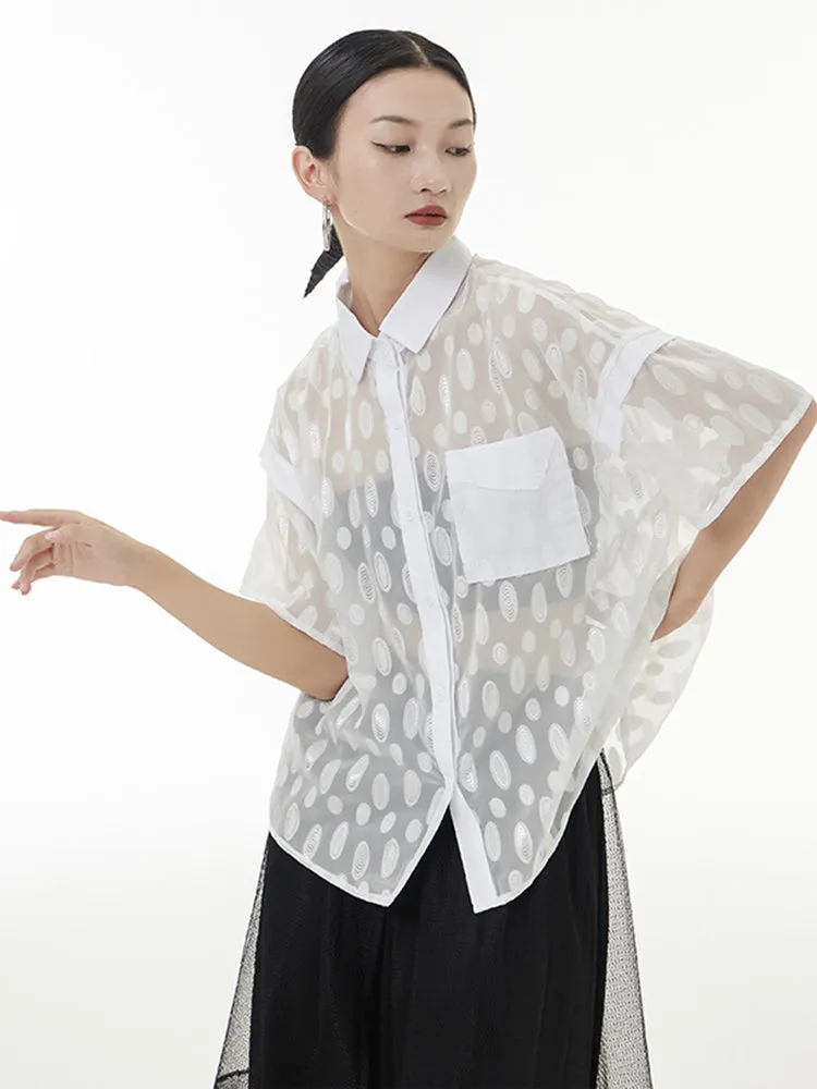 Kozan White Sheer Ovals Blouse