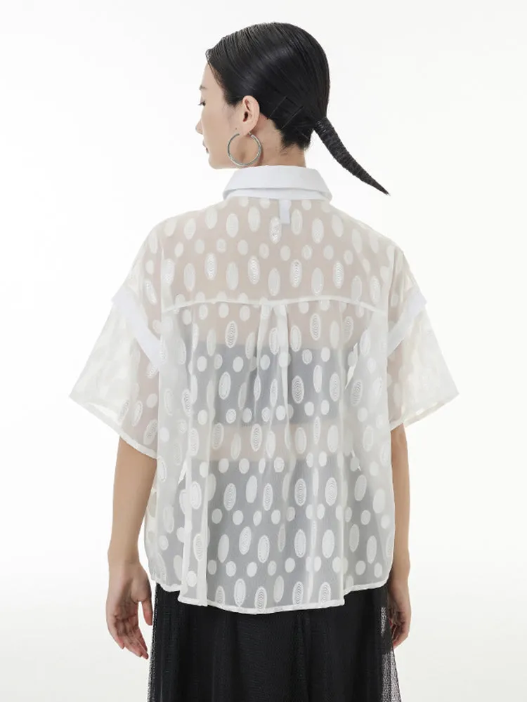 Kozan White Sheer Ovals Blouse