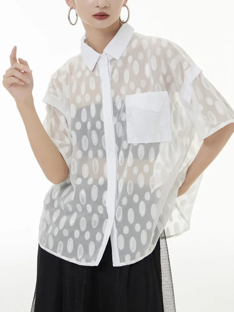 Kozan White Sheer Ovals Blouse