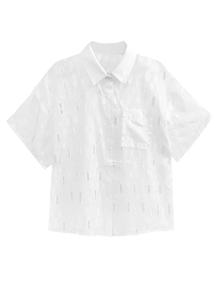 Kozan White Sheer Ovals Blouse