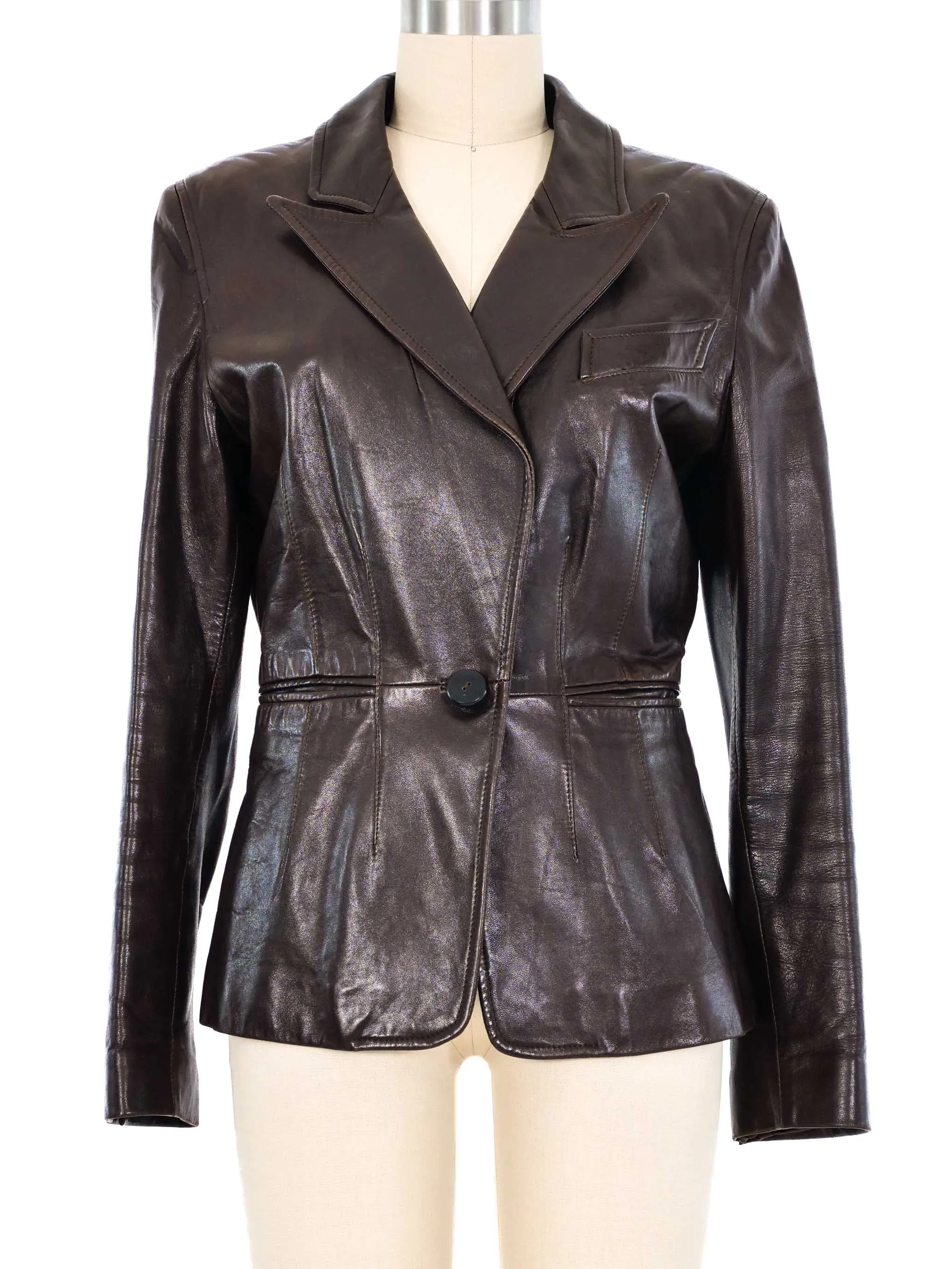 Krizia Brown Leather Blazer