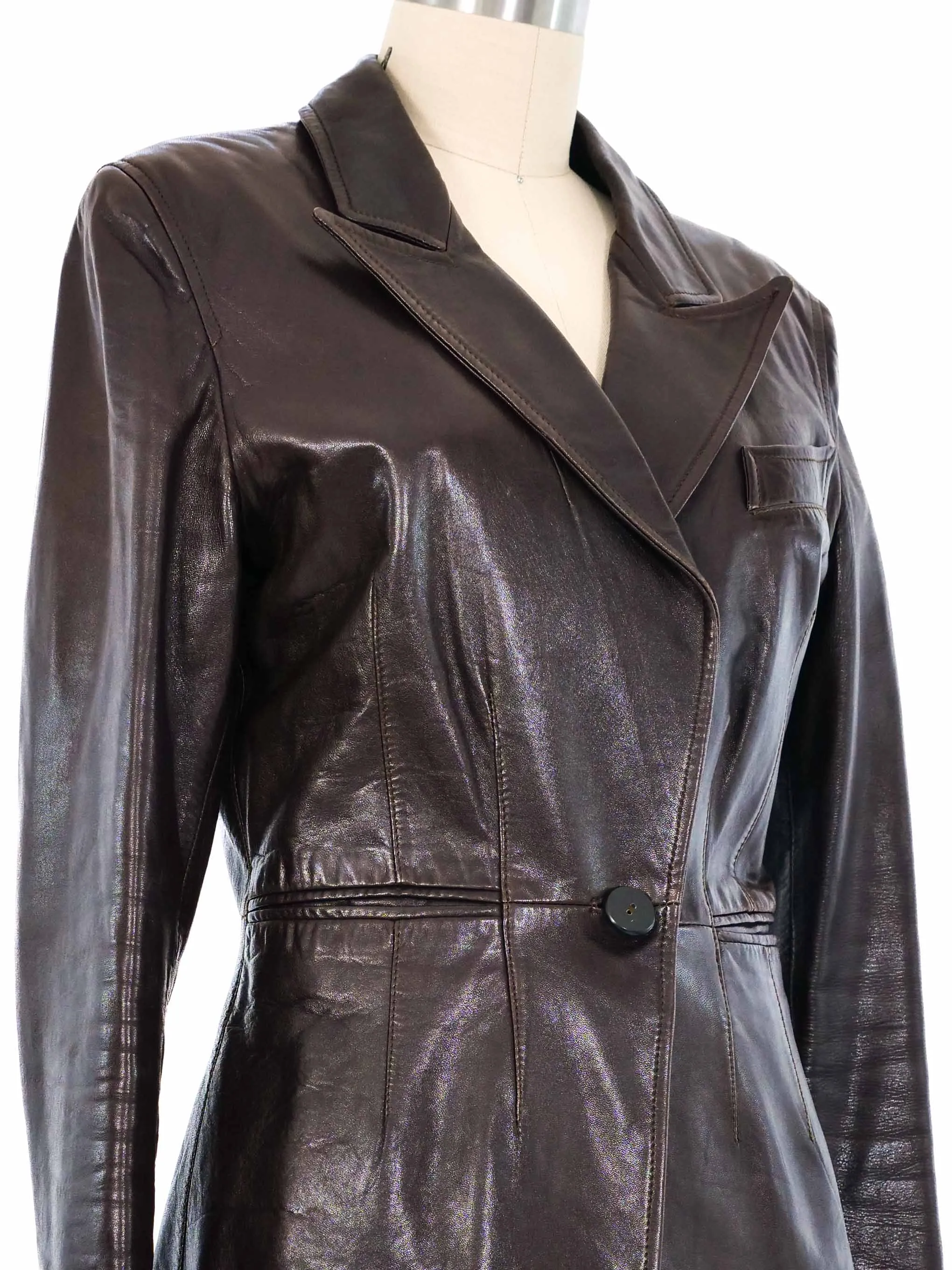 Krizia Brown Leather Blazer