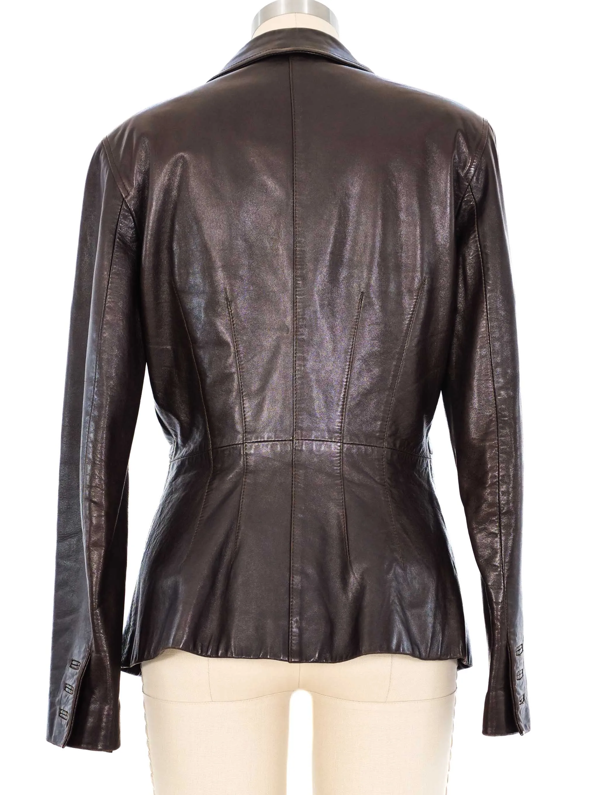 Krizia Brown Leather Blazer