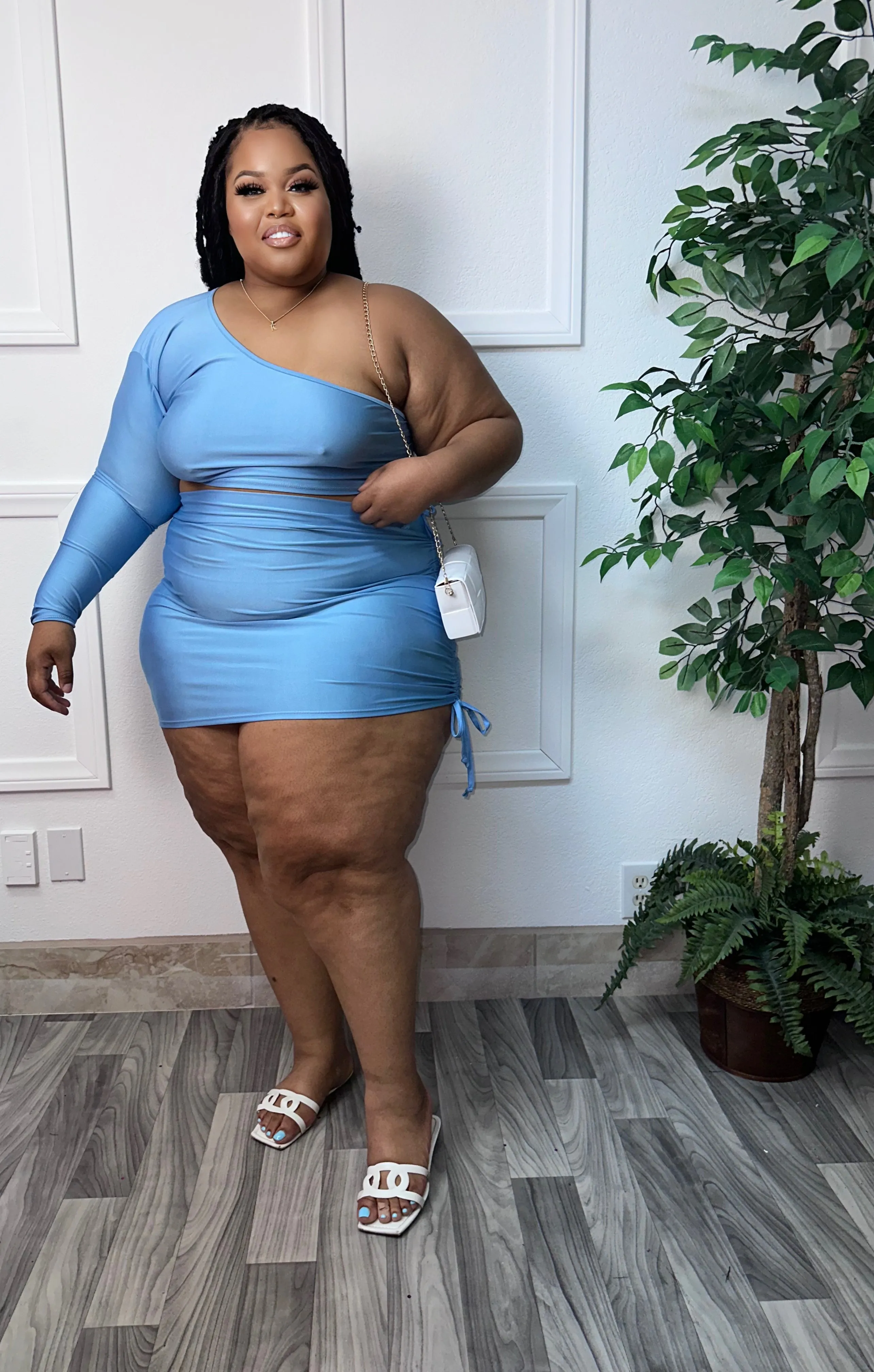 Light Blue Crush + Size Skirt set