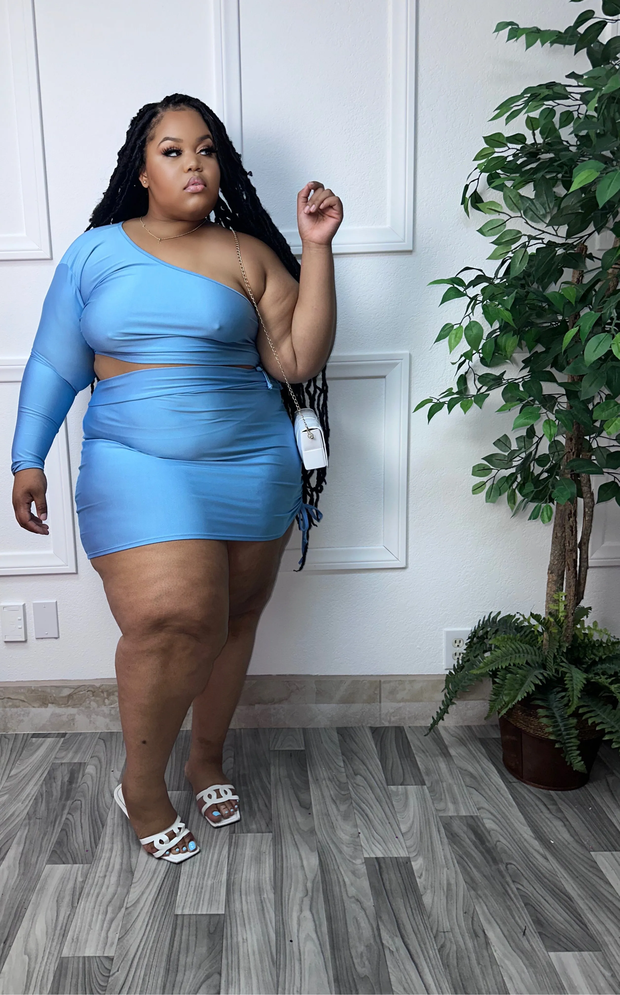 Light Blue Crush + Size Skirt set