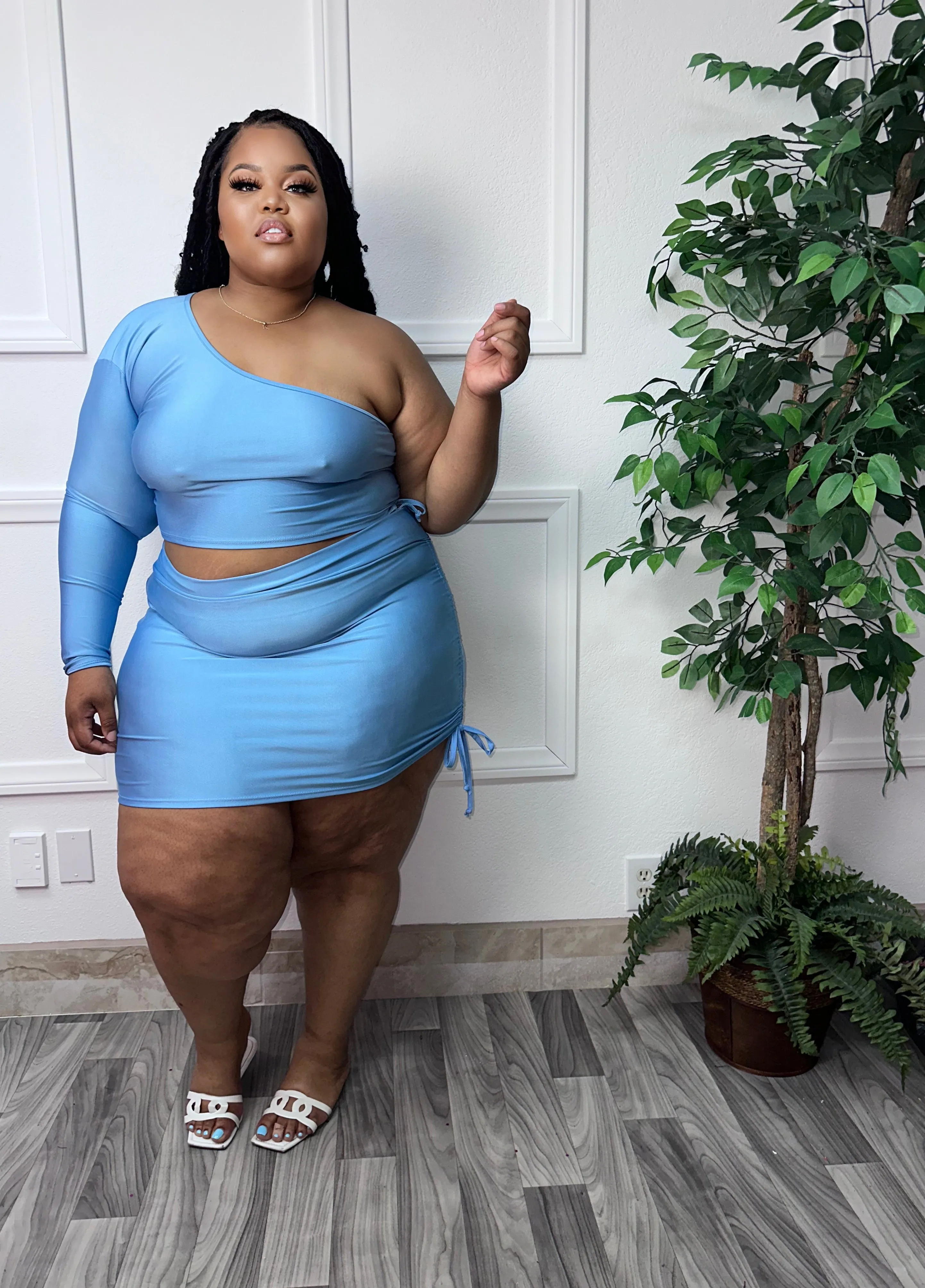 Light Blue Crush + Size Skirt set