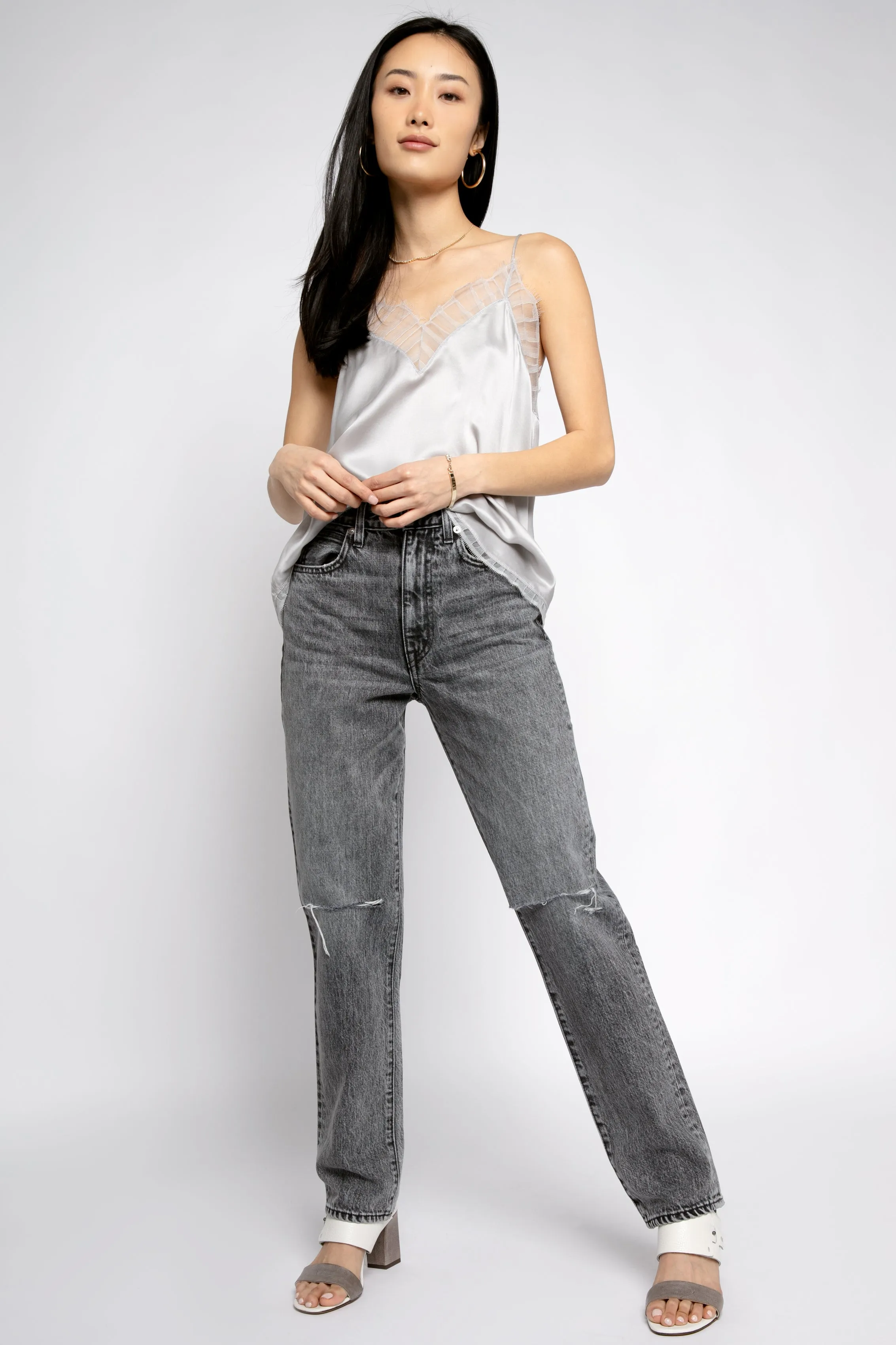 Light Grey Berwyn Silk Camisole