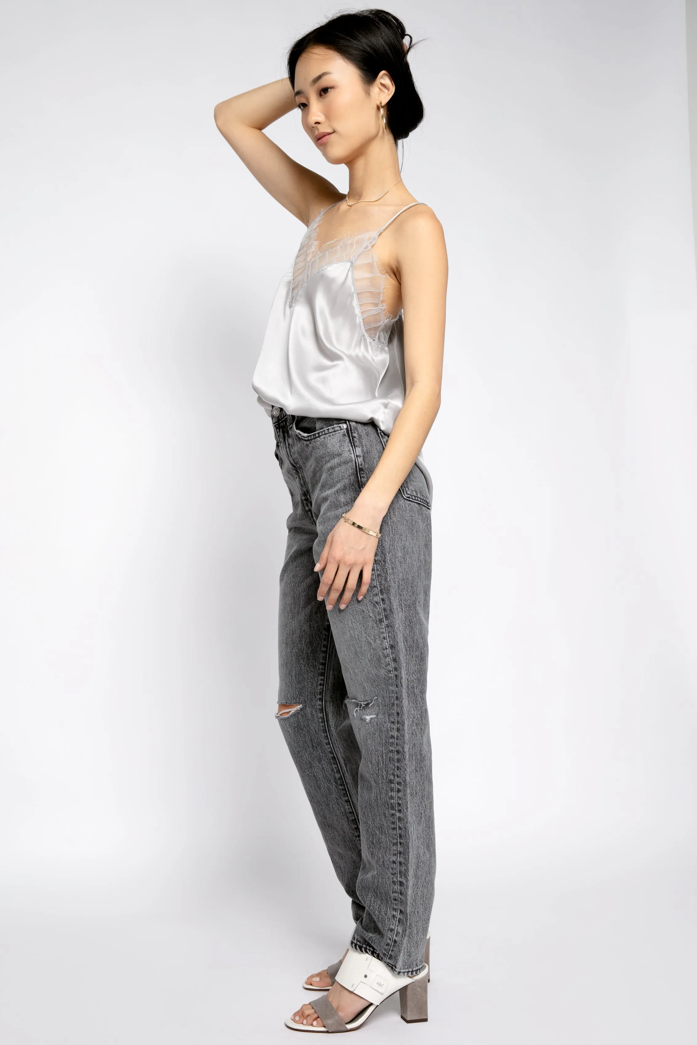 Light Grey Berwyn Silk Camisole