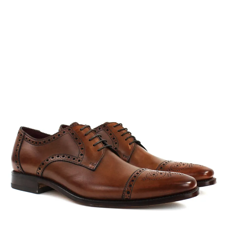 Loake Hazelnut Semi-Brogue Derby Shoes - Foley CD