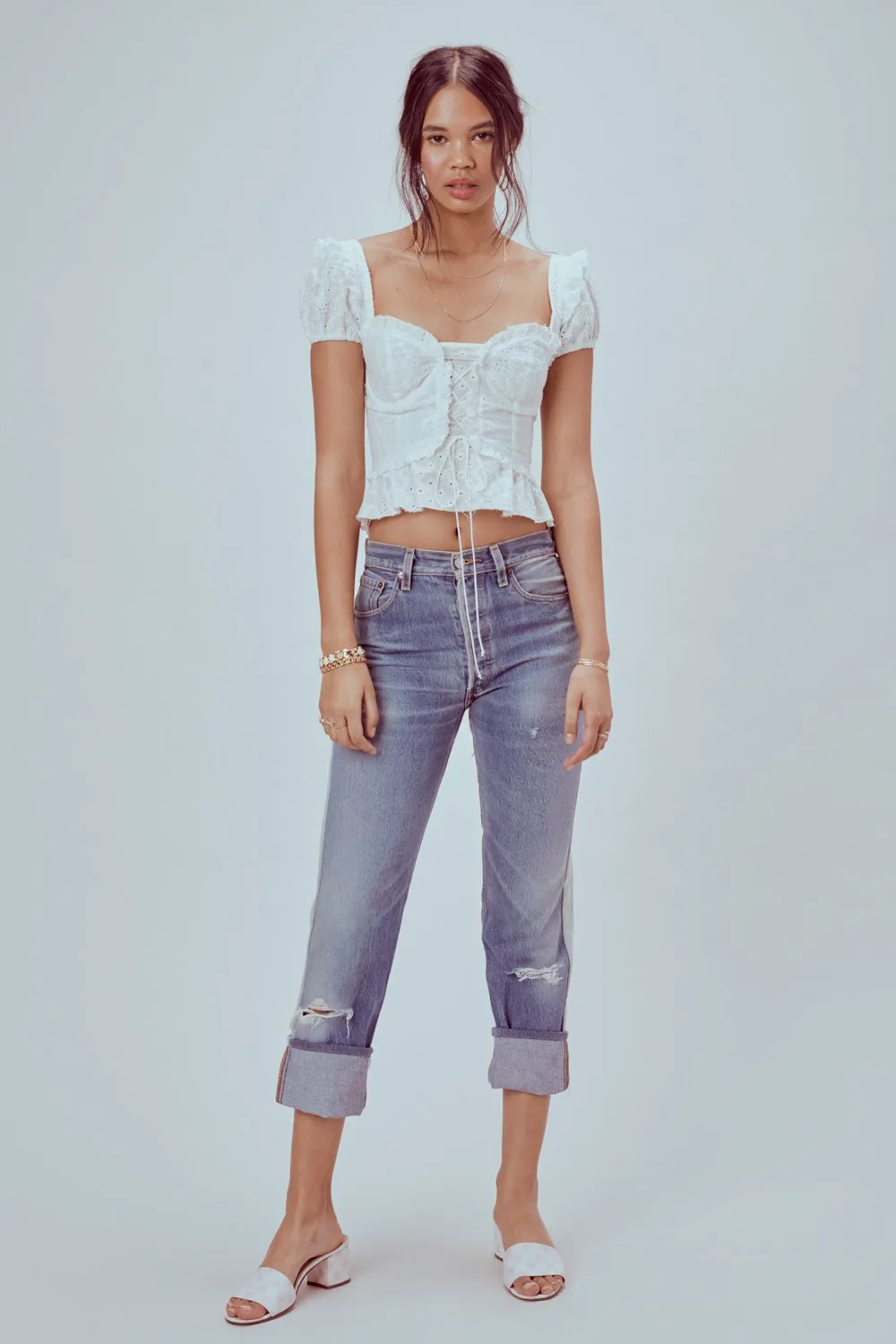 Love and Lemons Charlotte Eyelet Top