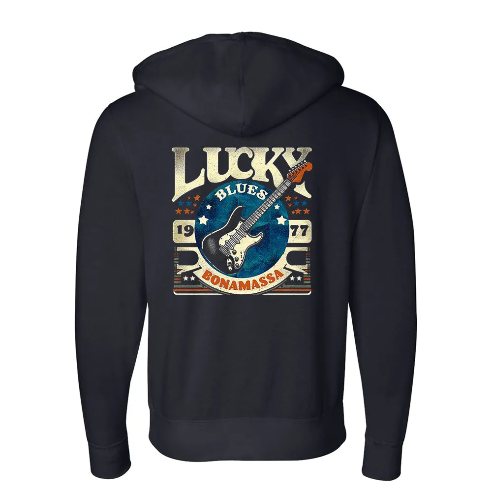 Lucky Blues Strat Zip-Up Hoodie (Unisex)