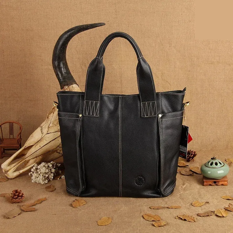 Luxury Designer Women Genuine Leather Slung Laptop Bag Fashion Large Capacity Tote Handbags Shoulder