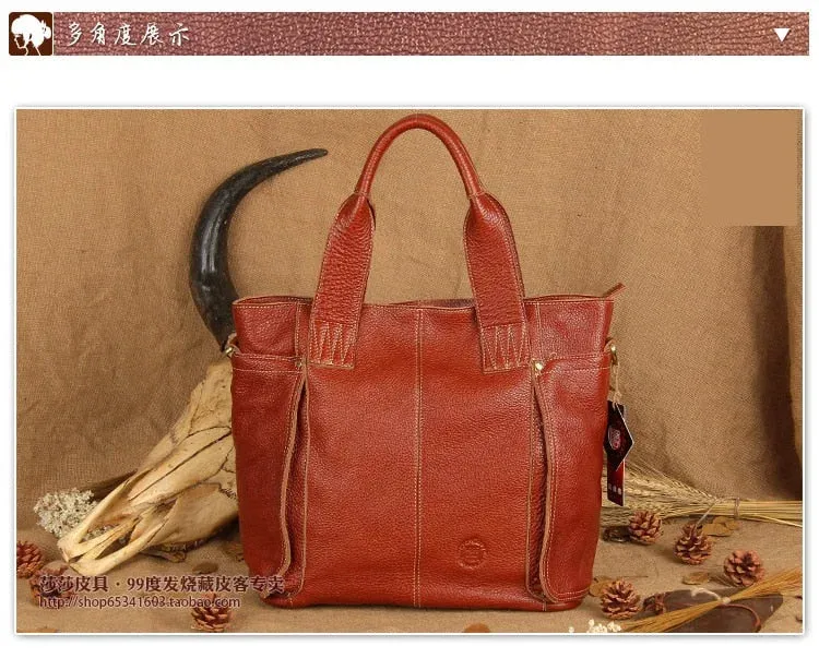 Luxury Designer Women Genuine Leather Slung Laptop Bag Fashion Large Capacity Tote Handbags Shoulder