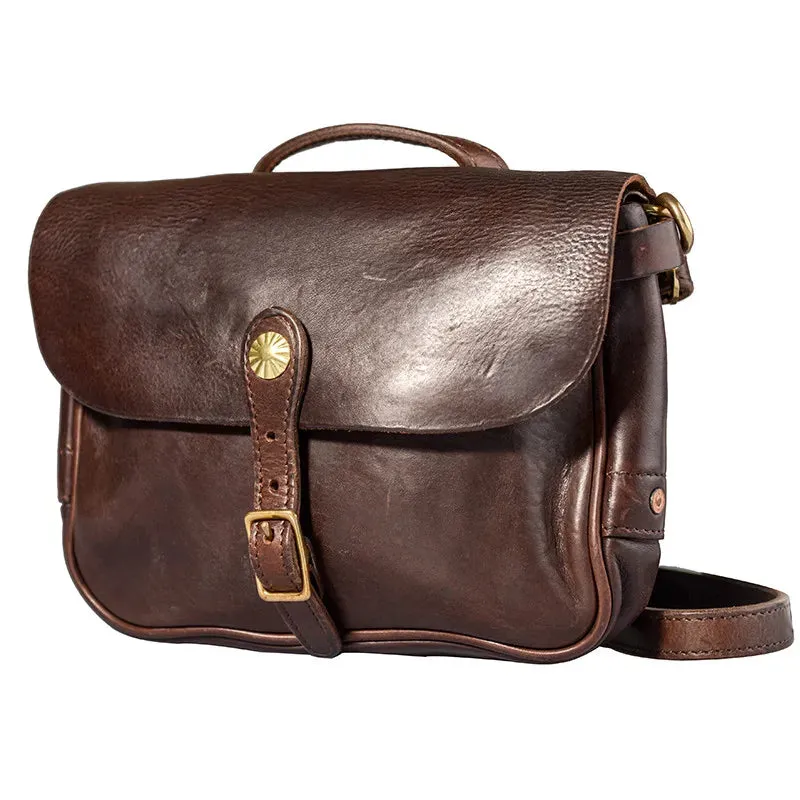 Men's Luxury Solid Pattern Genuine Cowhide Leather Outdoor Shoulder Bag