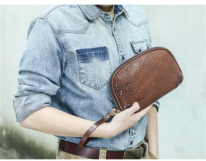 Men's Vintage Casual Luxury Genuine Cowhide Leather Clutch Bag