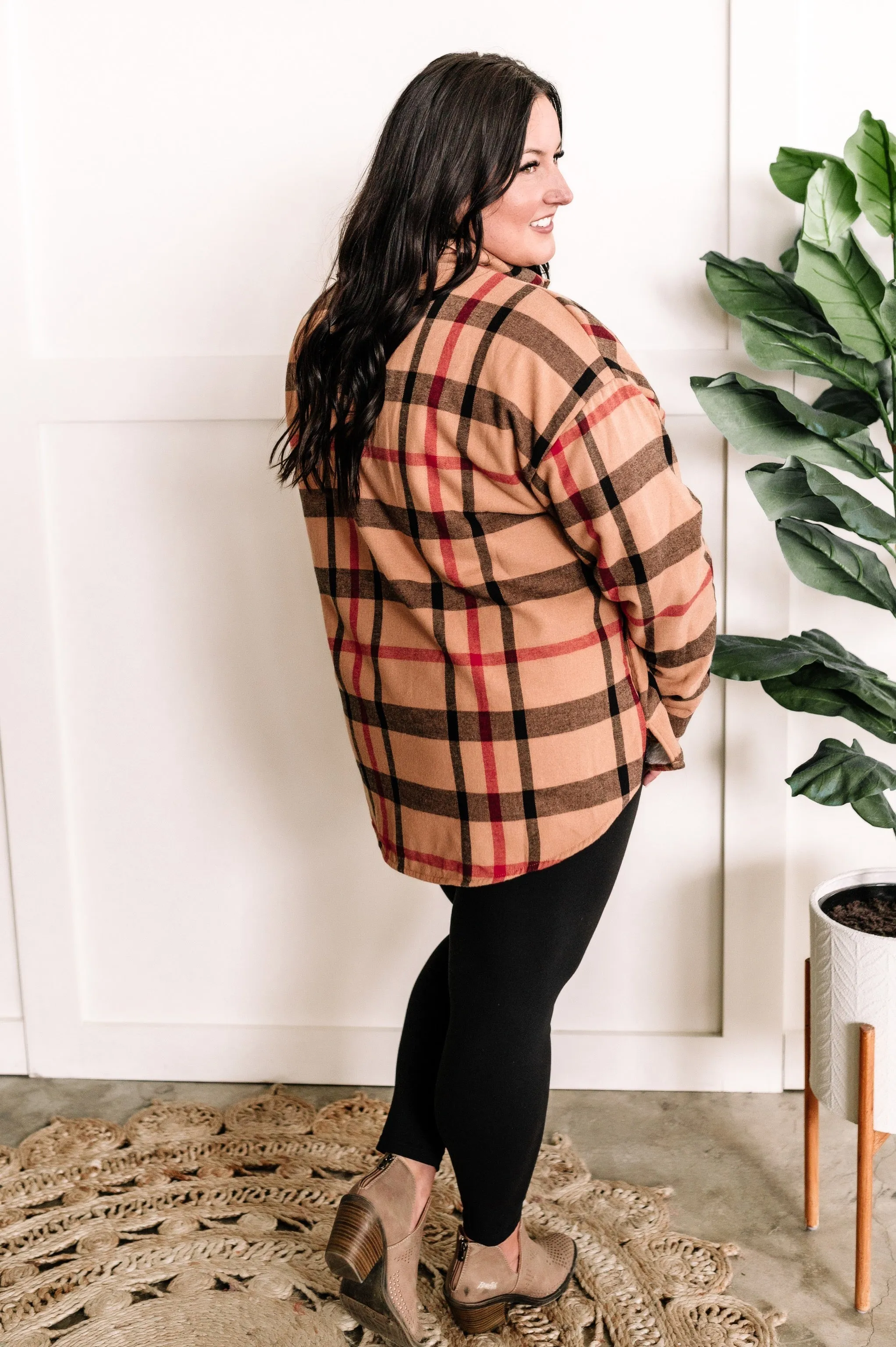 Minky Tan Tartan Check Shacket - Soft and Plaid