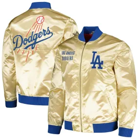 MLB Los Angeles dodgers Gold Satin Baseball Bomber Lettermen Zip Varsity Jacket