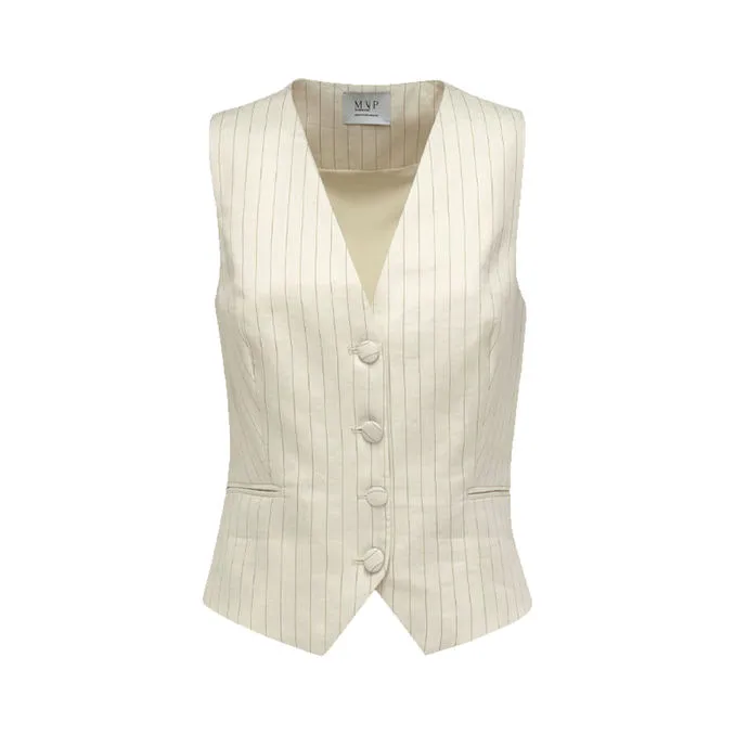 Monaco Woman Ivory Camel Gilet