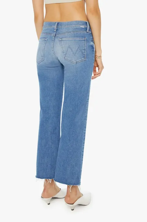 Mother Mid Rise Rambler Zip Ankle Fray Jeans