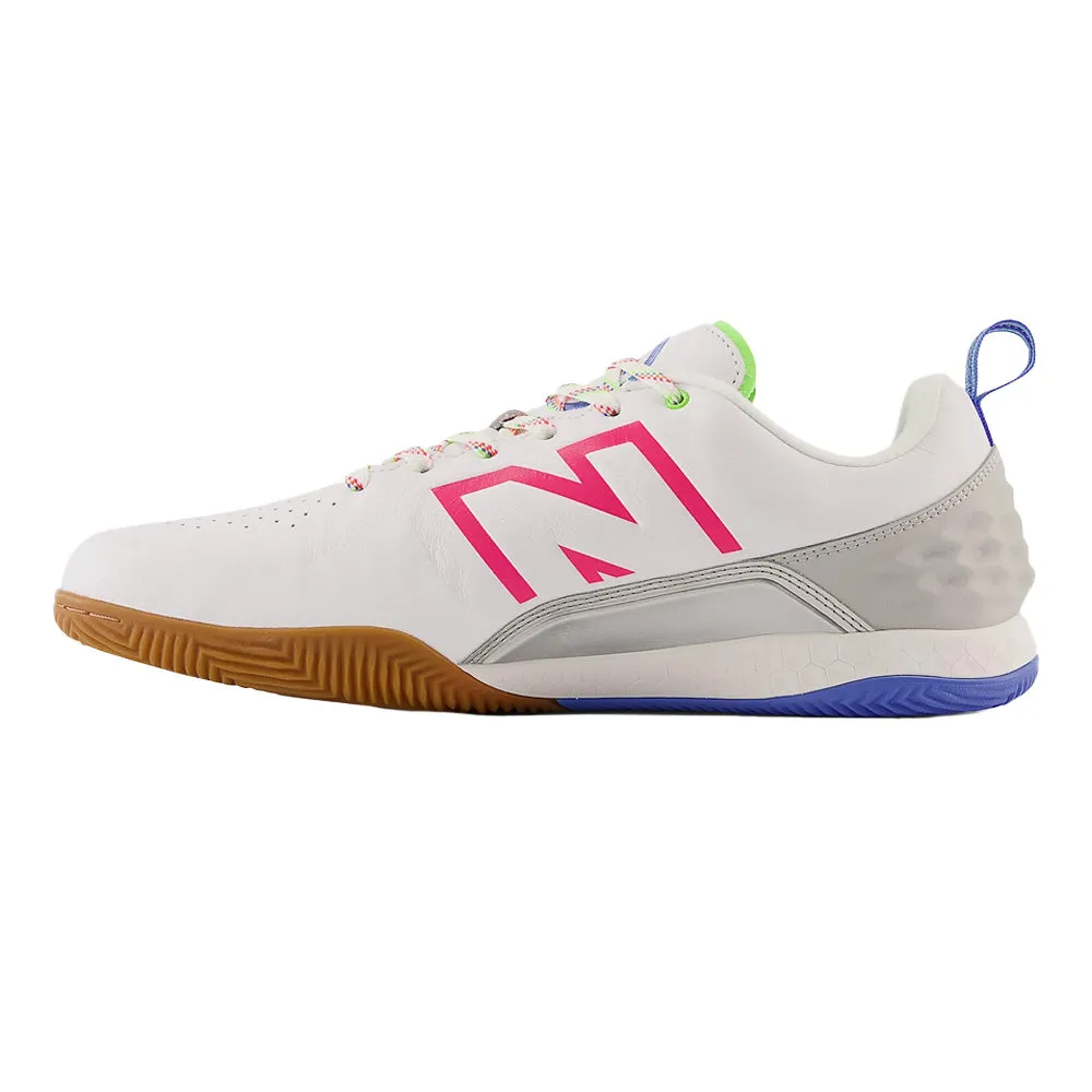 New Balance Audazo V6 Pro IN 2E Football Boots - White Pink Blue.