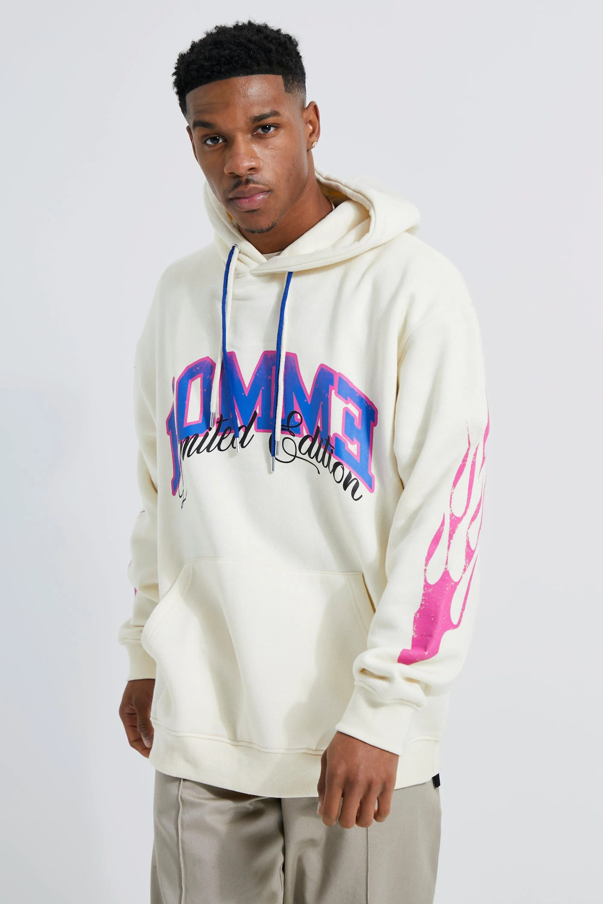 Oversized Homme Graphic Multi Drawcord Hoodie